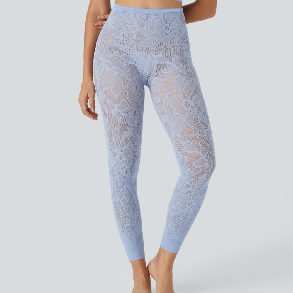 HALARA blue lace Leggings NEW OSFM fits S-XL - Picture 2 of 5